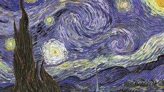 Starry night building foreground background 3 - art noveau free wallpaper