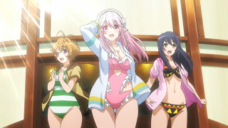 Anime girls bathing suits window - their back free wallpaper for desktop