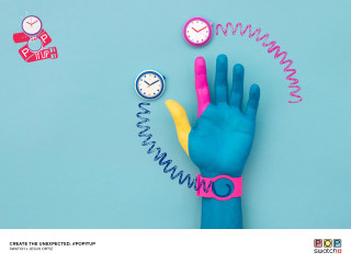 Hand wristband clock blue background - a hand free wallpaper