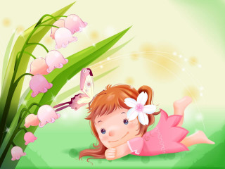 Little girl plant butterfly back - a little girl free wallpaper