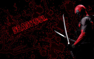 Deadpool character swords red background - marvel comic free wallpaper
