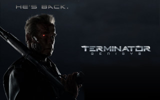 Man holding gun terminator logo - arnold free wallpaper