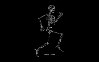 Skeleton running black background white - bottom free wallpaper