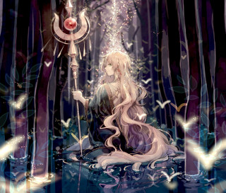 Girl sitting forest umbrella red - a umbrella free wallpaper