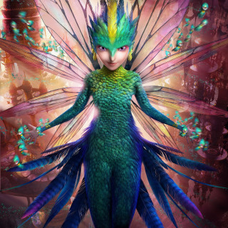 Fairy green blue hair wings - a red light free wallpaper for tablet