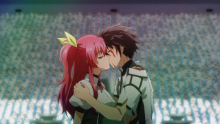 Anime couple kissing stadium wall - seat free wallpaper