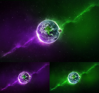 Planets space stars green purple - planet free wallpaper for tablet