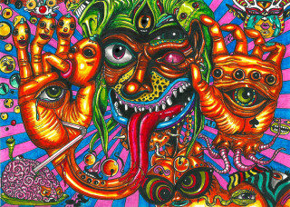Colorful patterned face artwork painting - ed roth free wallpaper