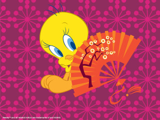 Cartoon bird fan pink background - a fan free wallpaper