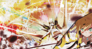 Anime character sword yellow background - streak free wallpaper
