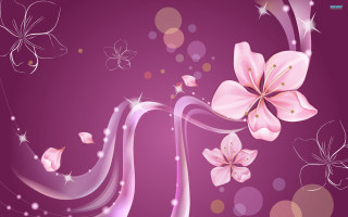 Purple background flowers butterflies star - flower and butterflies free wallpaper