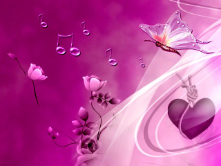 Purple heart butterfly music notes - anne stokes free wallpaper