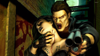 Couple people guns room graffiti - deep shadow free wallpaper
