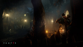 Couple embracing dark forest night - lantern free wallpaper