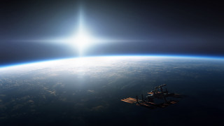 Space station earth sun beam - a space station in the middle of the earth free wallpaper