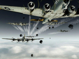 Planes flying smoke sky group 2 - a group of planes free wallpaper for desktop