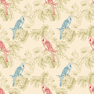 Birds branch tree leaves flowers - kitsch movement free wallpaper for tablet