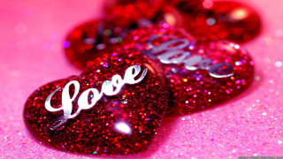 Three hearts love pink background 2 - the word love free wallpaper