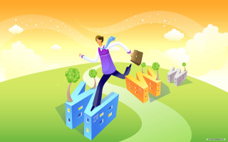 Man jumping house fire briefcase - his lap free wallpaper