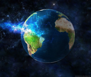 Blue green earth stars background - earth free wallpaper