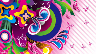 Colorful abstract background butterflies stars - butterfly free wallpaper