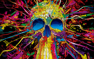 Colorful skull blue eyes multicolored 2 - tristan eaton free wallpaper