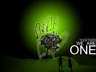 Green tree people hands together - two people holding free wallpaper