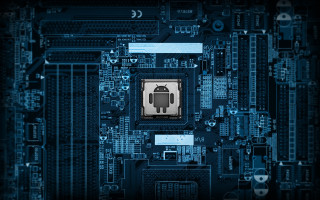Processor robot blue background cityscape 2 - android free wallpaper for desktop