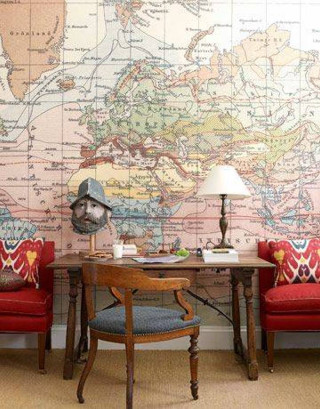 World map wall chairs table - free architecture wallpaper