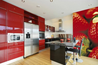 Kitchen red wall stainless steel - a kitchen free wallpaper for desktop