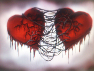Heart wire dripping blood art - gothic art free wallpaper