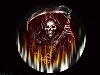 Skull sword flames black background - a red flame free wallpaper