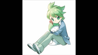 Green hair blue jacket sitting - a blue jacket free wallpaper