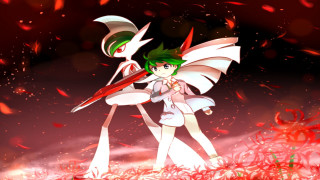 Girl green hair knife demon - a large knife free wallpaper for desktop