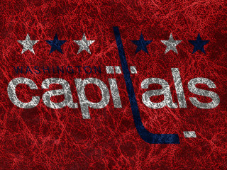 Red background capital white letters - a hockey stick free wallpaper