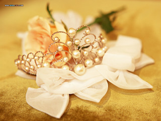 Tiara pearls flower gold fabric - a tiara free wallpaper