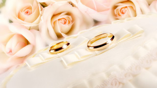 Wedding rings cake roses flowers - exquisite detail free wallpaper for desktop