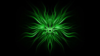Green flower black background center 2 - a green flower free wallpaper