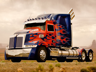 Semi truck flames desert road - real life skin free wallpaper