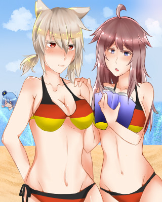 Cartoon characters beach photo pose - german romanticism free wallpaper for mobile