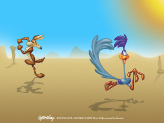 Cartoon bird running sand background - a cartoon bird free wallpaper