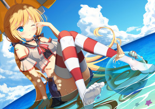 Anime girl bikini boots surfboard - a surfboard free wallpaper