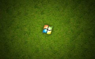 Computer logo green grass flowers - tiny free wallpaper for desktop