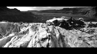 Black white mountain range ice - cinematic landscape free wallpaper