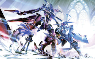 Group people armor standing window 4 - a stained glass window free wallpaper