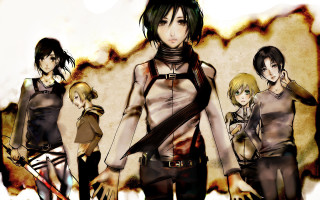 Anime characters smoke fire background - a group of anime characters free wallpaper