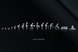 Black white photo line people - expressive free wallpaper