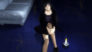 Woman sitting floor candle couch - blender free wallpaper for desktop