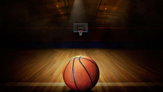 Basketball court hoop lights airball - a basketball in the air free wallpaper