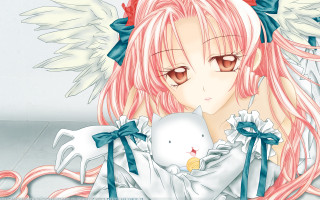 Girl pink hair white teddy - pink hair holding free wallpaper